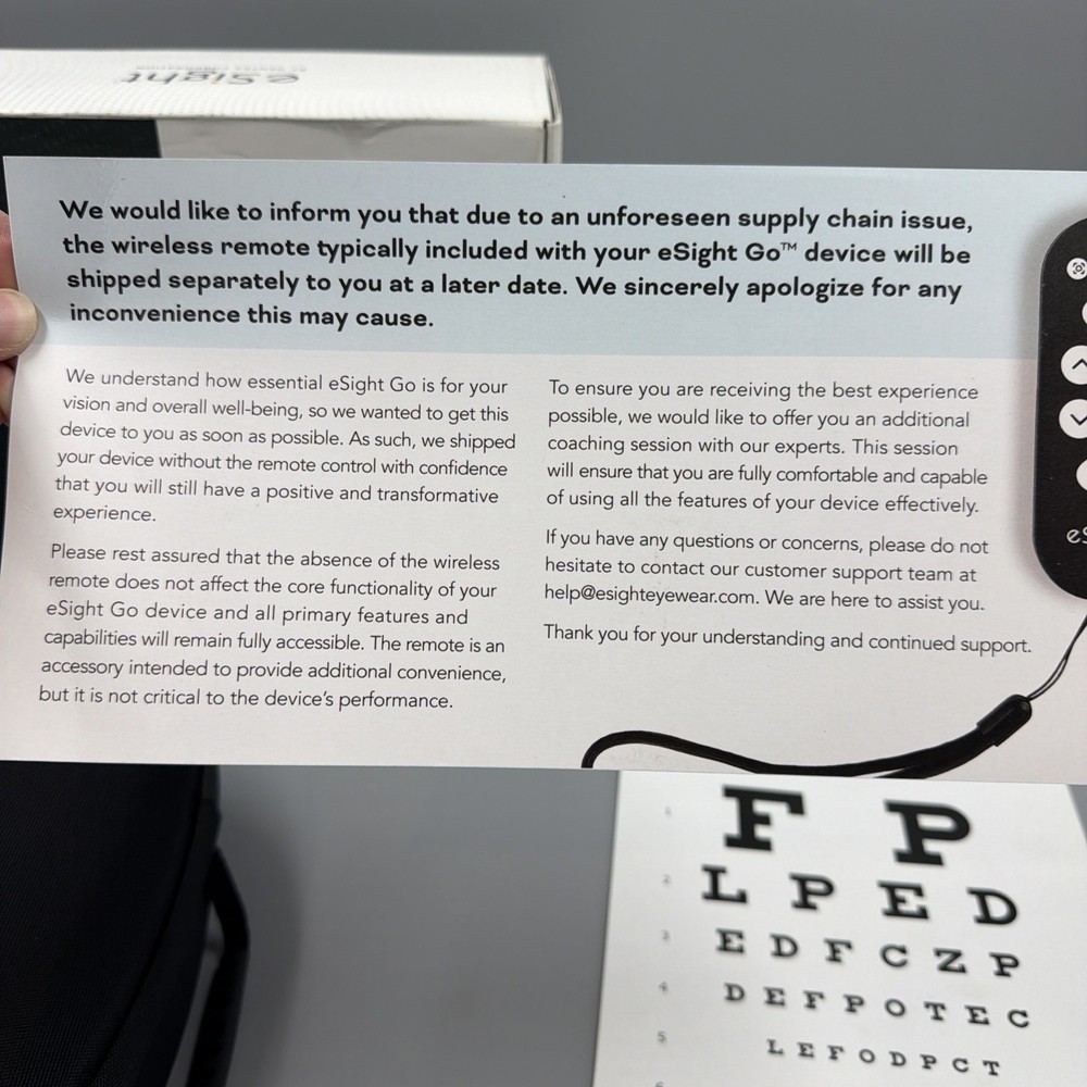 eSight Go - Assistive Digital Vision Devise Glasses -Used