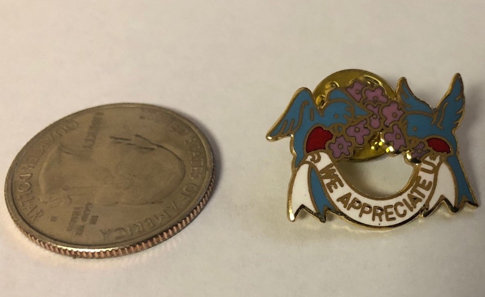 We Appreciate U - Two Blue Birds Pin