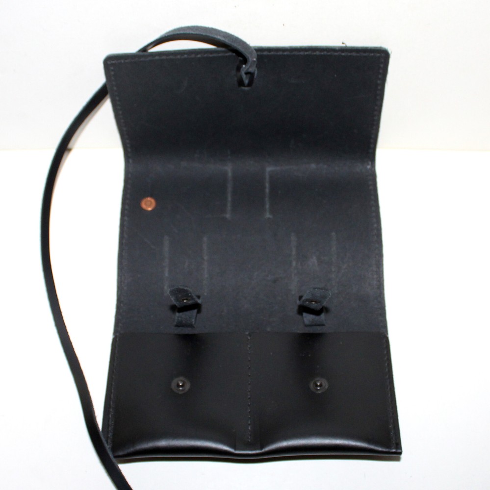 Rustico Sidekick Black Leather tri-fold handmade pouch cord organizer wallet