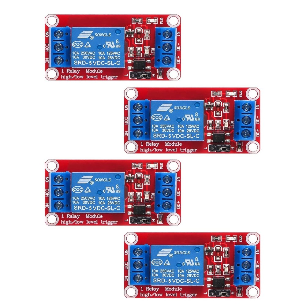 DC 5V Relay Modules (4pcs) - Optocoupler Isolation for Safe Electronic Projects