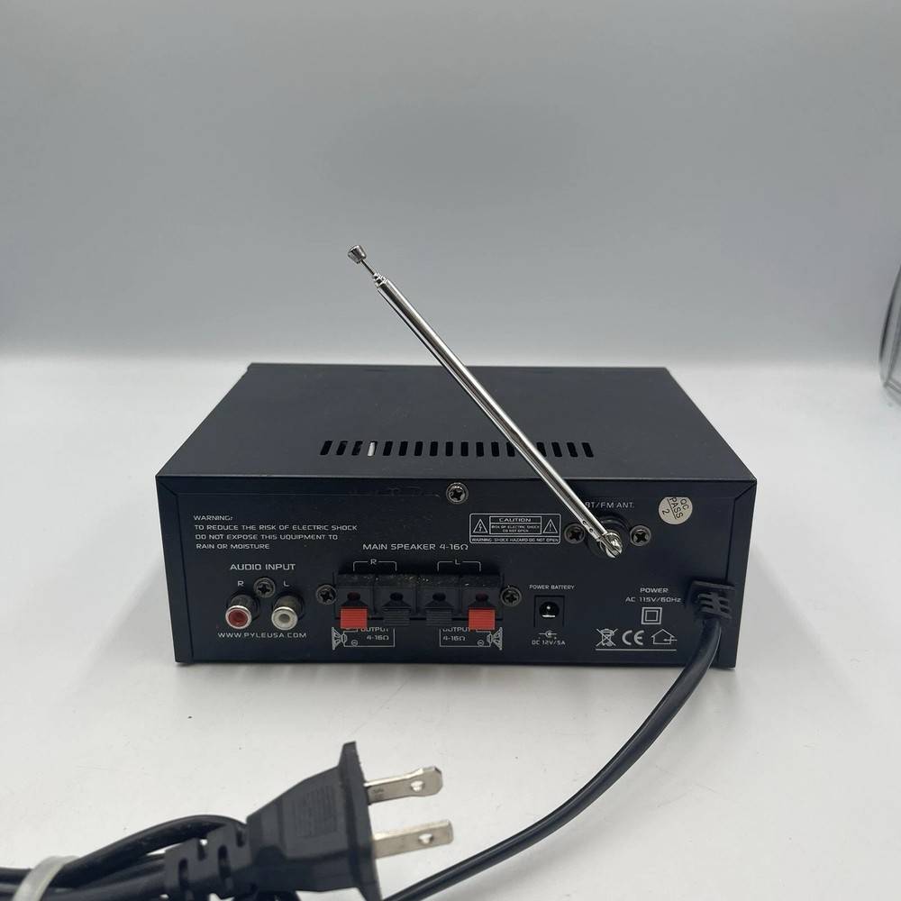 Pyle Compact Bluetooth FM Power Amplifier 100WX2 Max 2 Inputs w/ RCA & Terminals