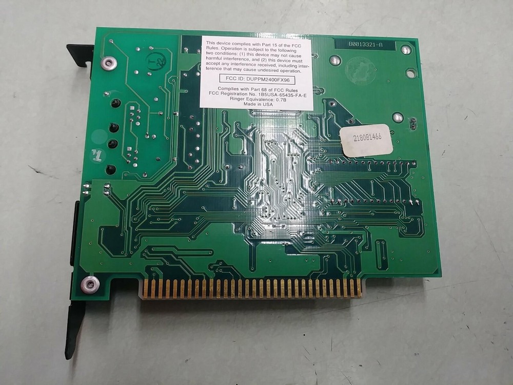 PRACTICAL PERIPHERALS PM2400FX96 2400Bps 8-BIT ISA INTERNAL FAX MODEM FROM 1991