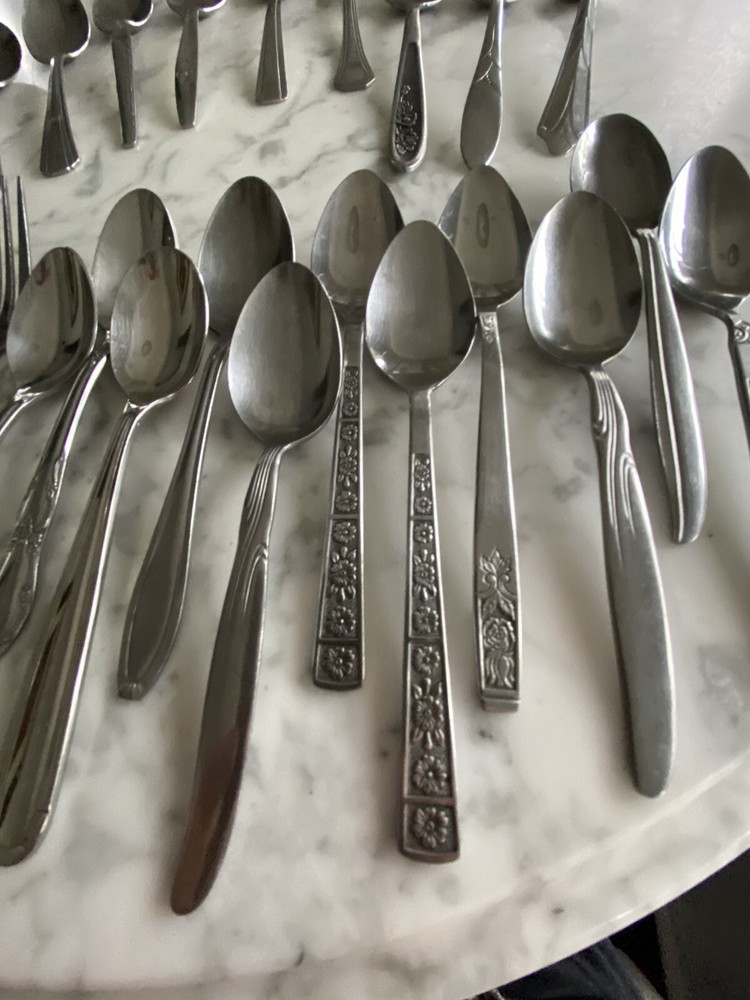 Craft Lot stainless vintage flatware Granada Imperial Oneida Ecko 31 pieces