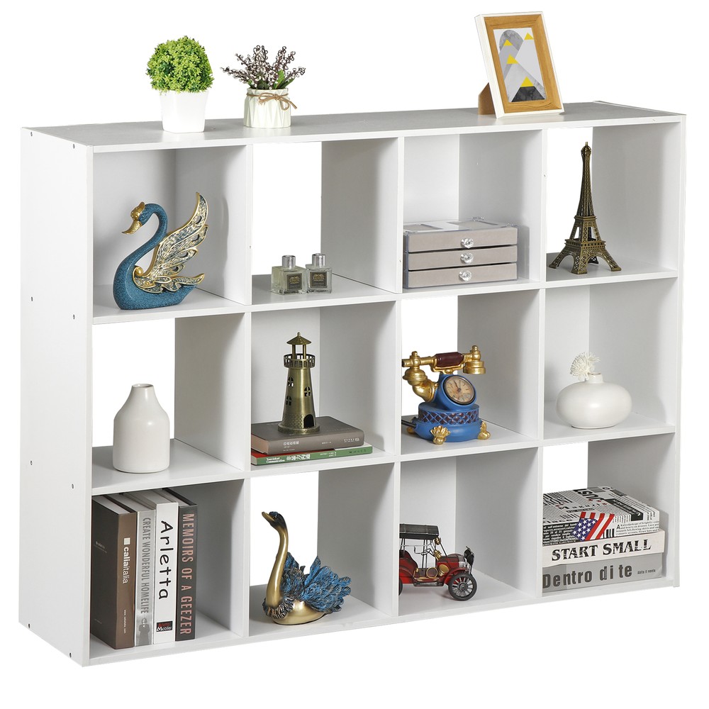 12-Cube Stackable Storage Organizer Display Bookcase for Home Office Decor