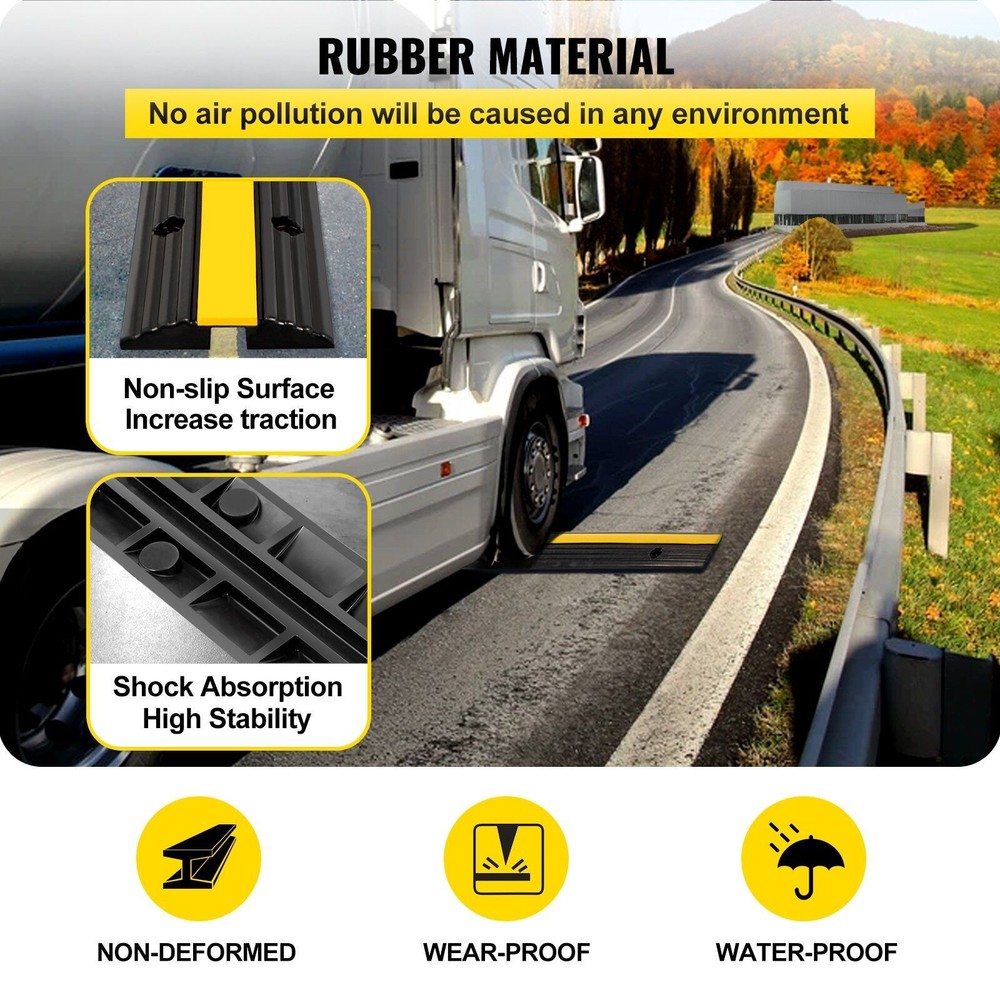 4 Pack 1-Channel Rubber Cable Protector Ramps 22046Lbs Capacity Driveway