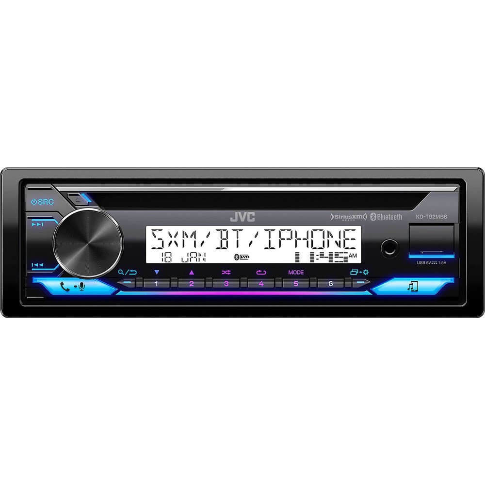 JVC KD-T92MBS CD Receiver featuring Bluetooth, USB, Backlit Display, Conforma...
