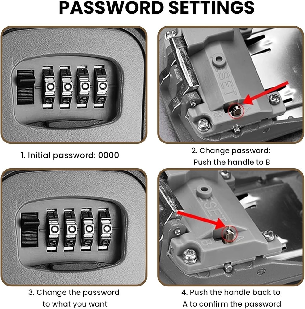 Wall Mount Password Key Box Resettable Code Safe Portable Home Security Lock Box