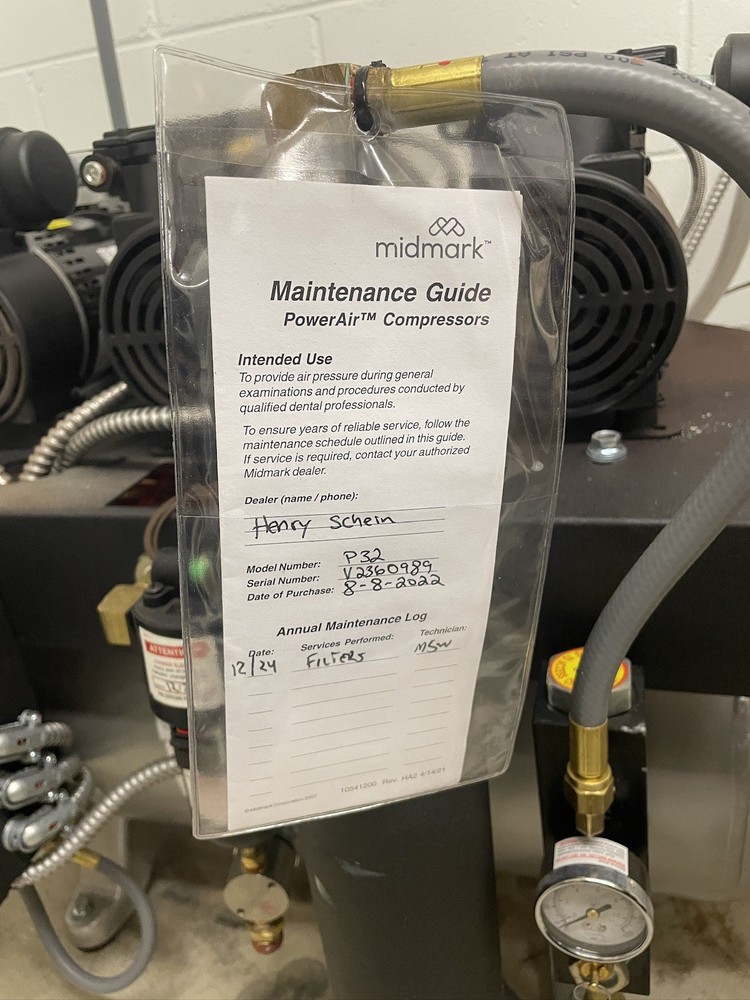 Midmark PowerAir P32 Compressor, 1 user, Low hours (955hrs)