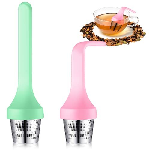 2pcs Tea Infuser,Extra Fine Mesh Tea Cup Filter Silicone Handle Perfect Tea