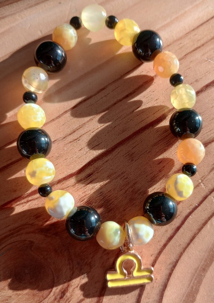 Libra Jade & Agate Stretch Bracelet