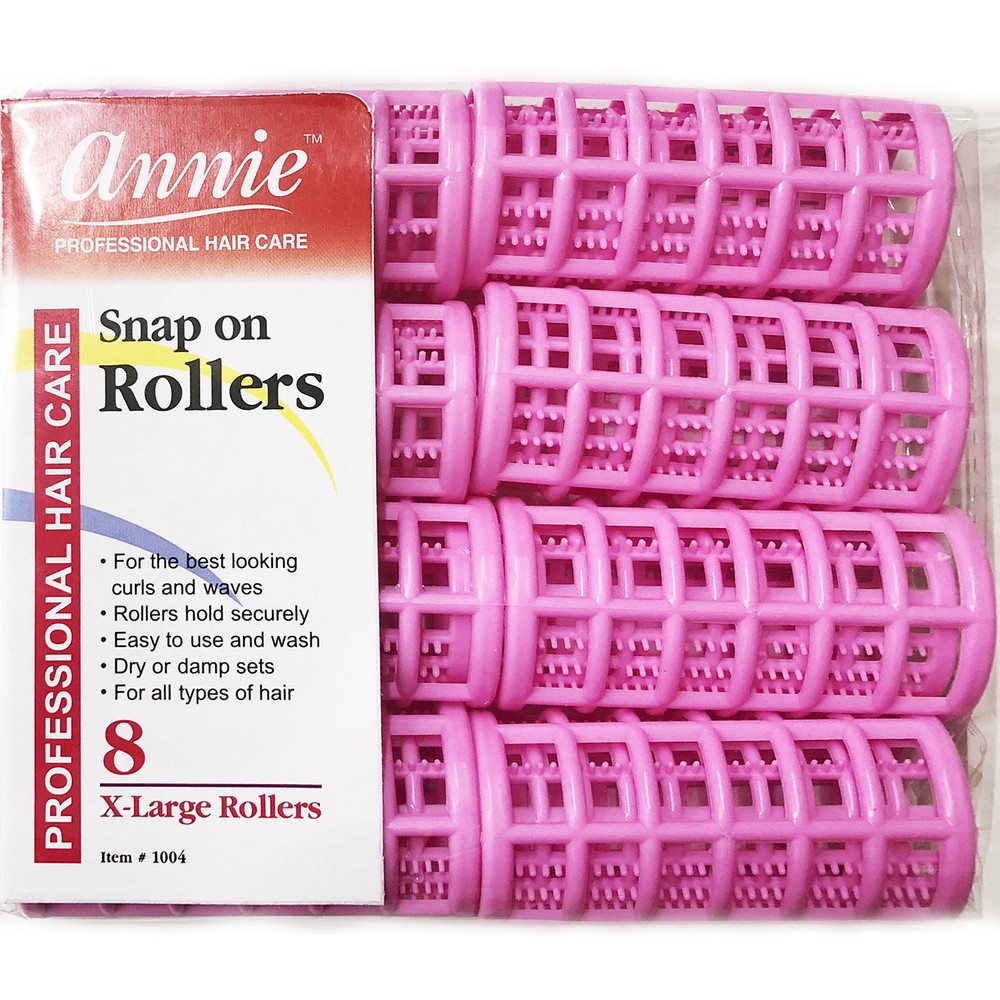 ANNIE SNAP ON ROLLERS #1004, 8 COUNT PINK X-LARGE 1-1/8"