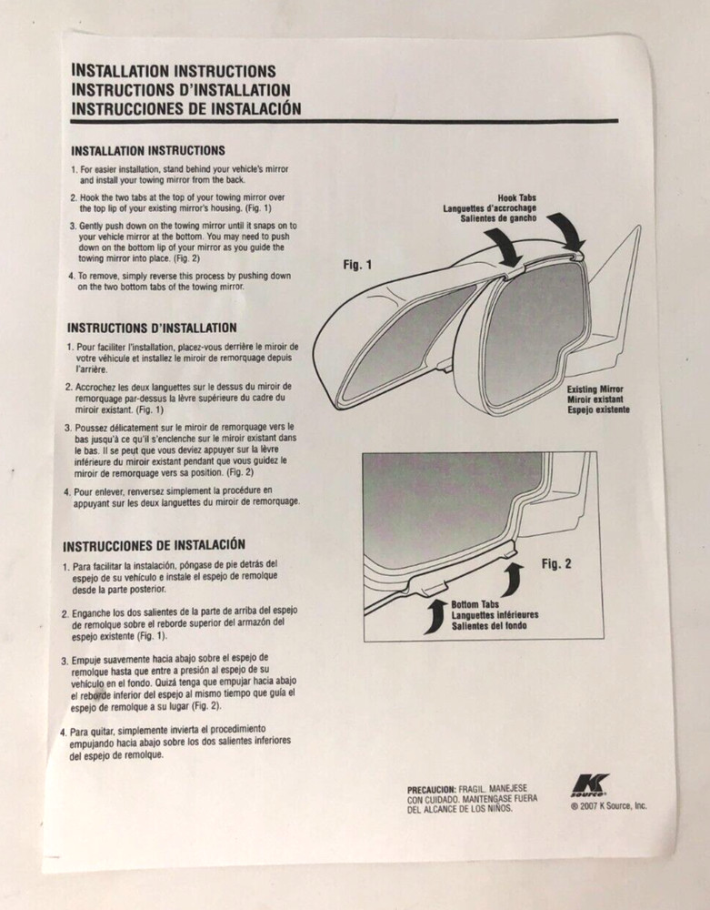 Fit System K Source 81800 Towing Mirror F150 2004-2008