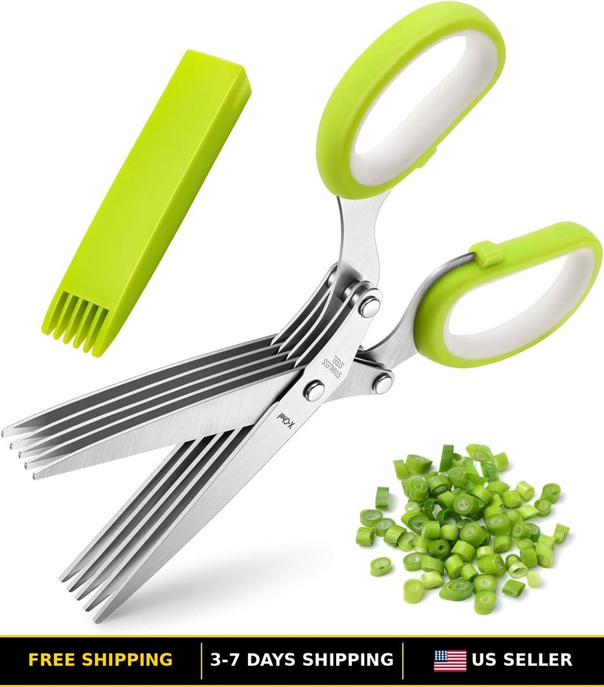 Herb Scissors - X-Chef 5 Blade Kitchen Herb Shears, Multipurpose Culinary