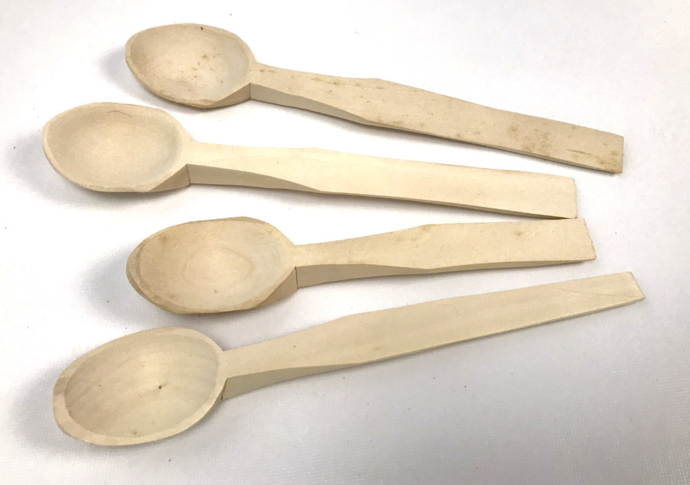 Small Primitive Handmade Spoons - Set of 4 Pieces