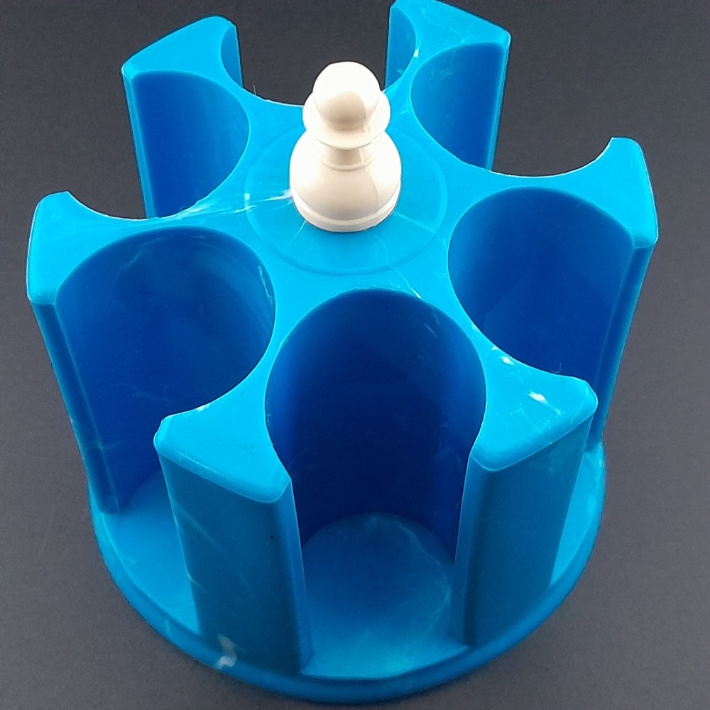 Vintage Marbled Blue Plastic Rotating Thread Spool Carousel Caddy Holder