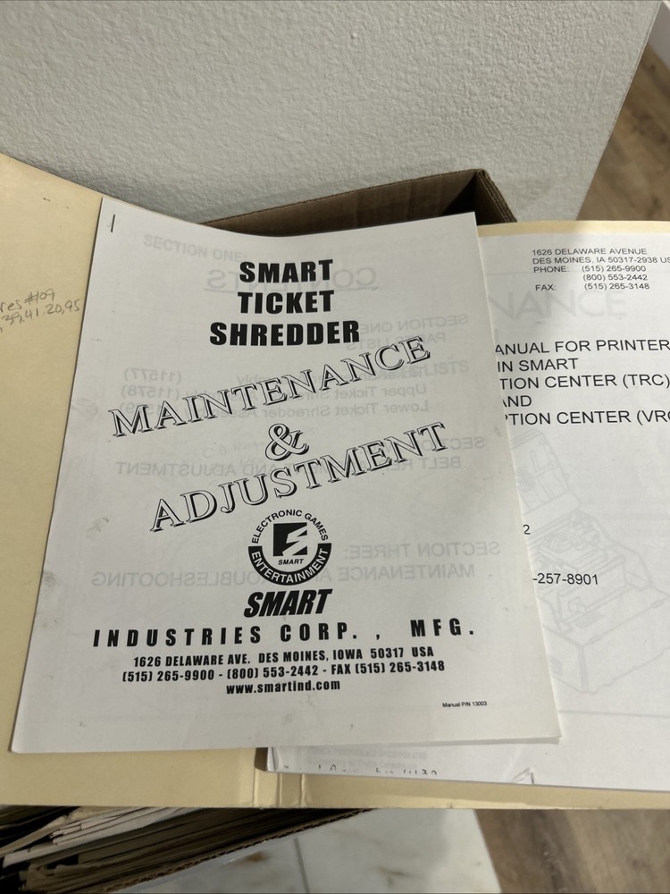 Smart Ticket Shredder Arcade  Game OWNERS manual