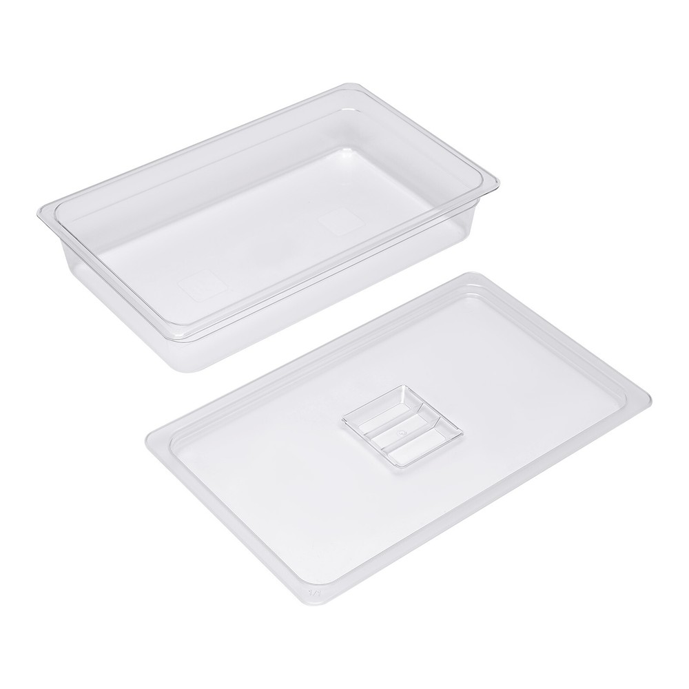 6 Pack Food Pans with Lids, 4'' Deep, Polycarbonate, Clear
