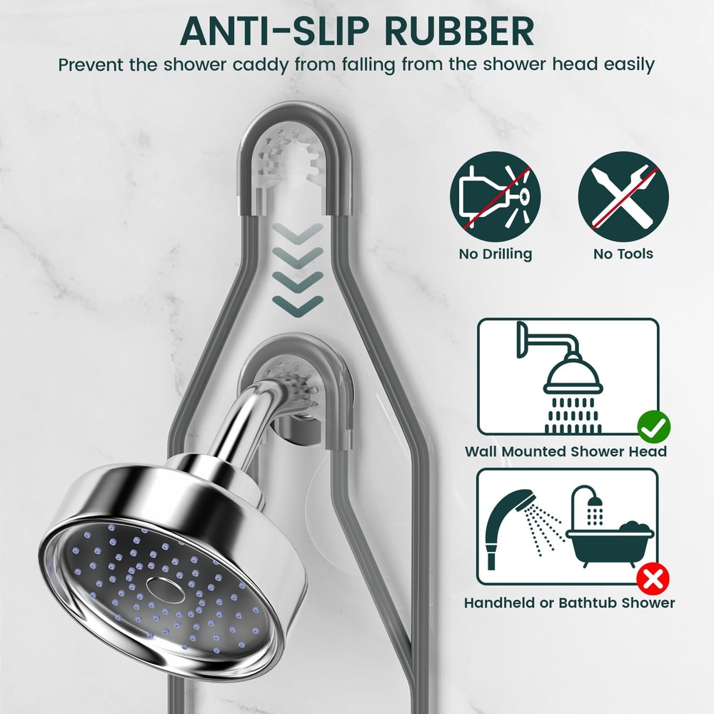 Shower Caddy Hanging Adjustable, Extended Length Rustproof Shower Caddy Over ...