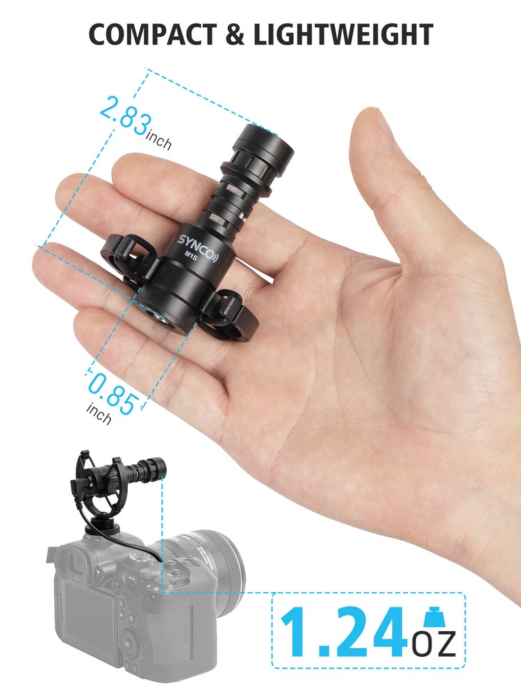 SYNCO Mic-M1S External Video Microphone, For Camera Microphone With Shock Mount