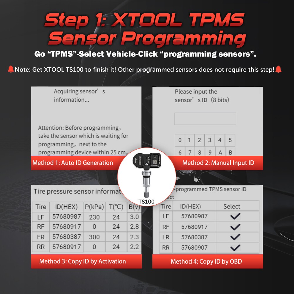 XTOOL TP150 TPMS Programmer Tire Sensor Relearn Tool Tire Pressure Light Reset