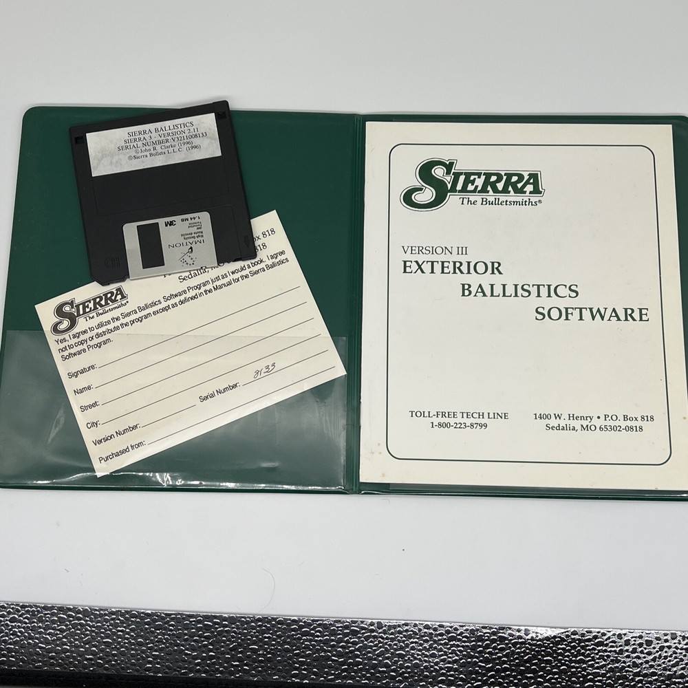 Sierra Exterior Balistics Software Sierra 3 - Version 2.11 1996