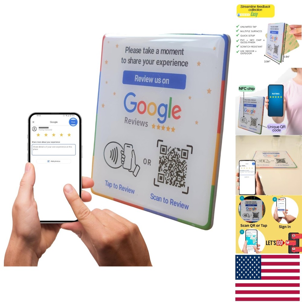 Dual-Function NFC Epoxy Plate for Google Reviews - No Subscription Required