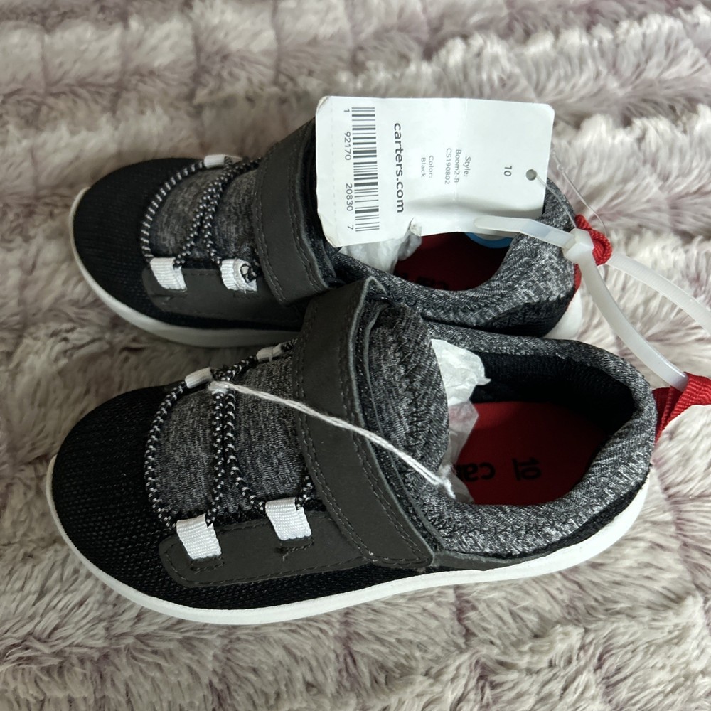 Carter Boy Gray & Black Sneaker Size 10