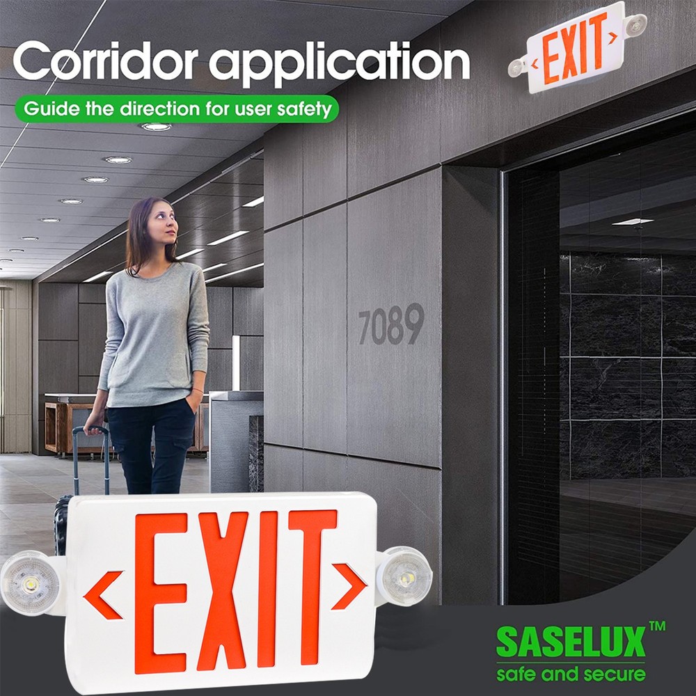 4Pack Red LED Exit Sign,UL-Listed Emergency Light -Dual Lamp ABS Fire Resistance