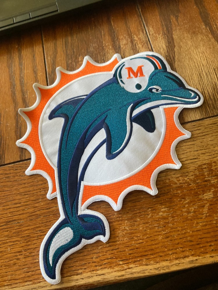Huge Embroidered Miami Dolphins Iron On Jacket Patch 11"