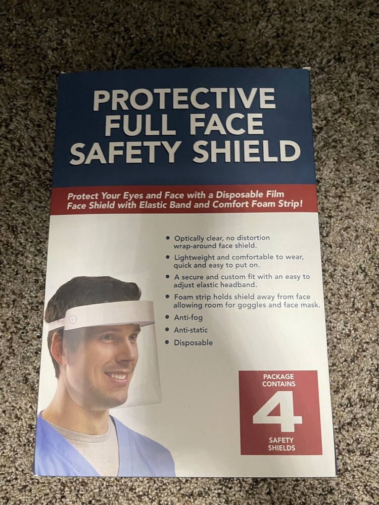 Protective Full Face Safety Shield  4 Pack New