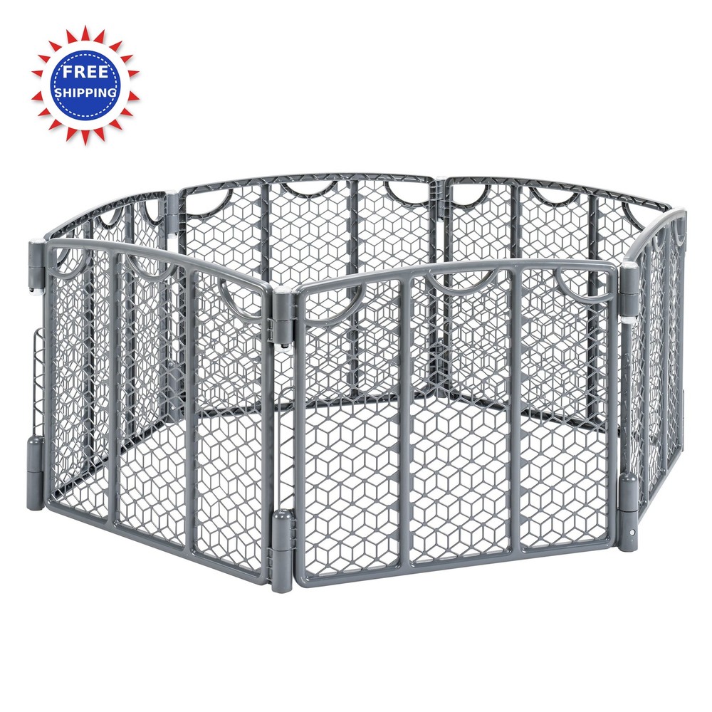 Play Space Adjustable 6 Panel Cool Gray Evenflo Versatile Area