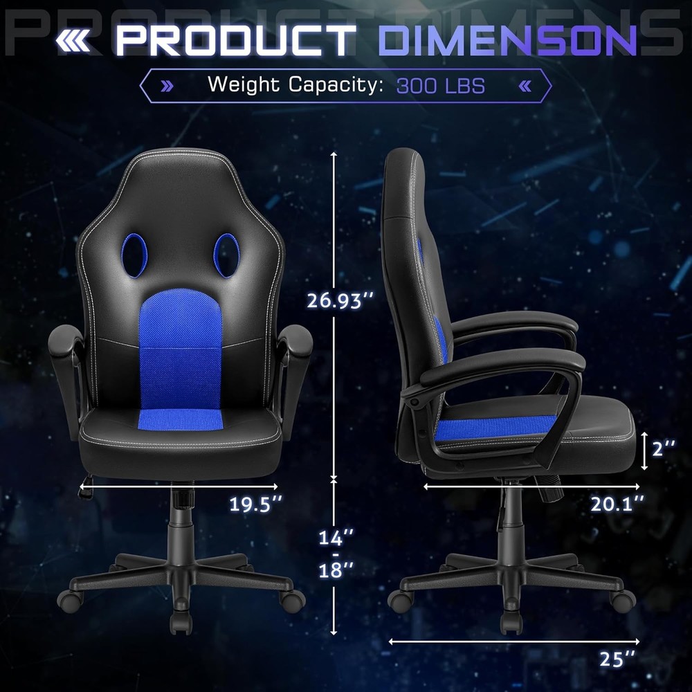 Office Gaming Chair High Back Leather Computer Chairs Ergonomic Height