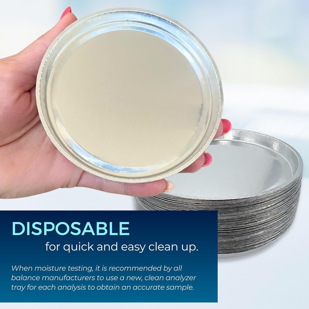 Aluminum Sample Pans for Moisture Analyzer (50 Pack) 90mm Round Lab Trays,...