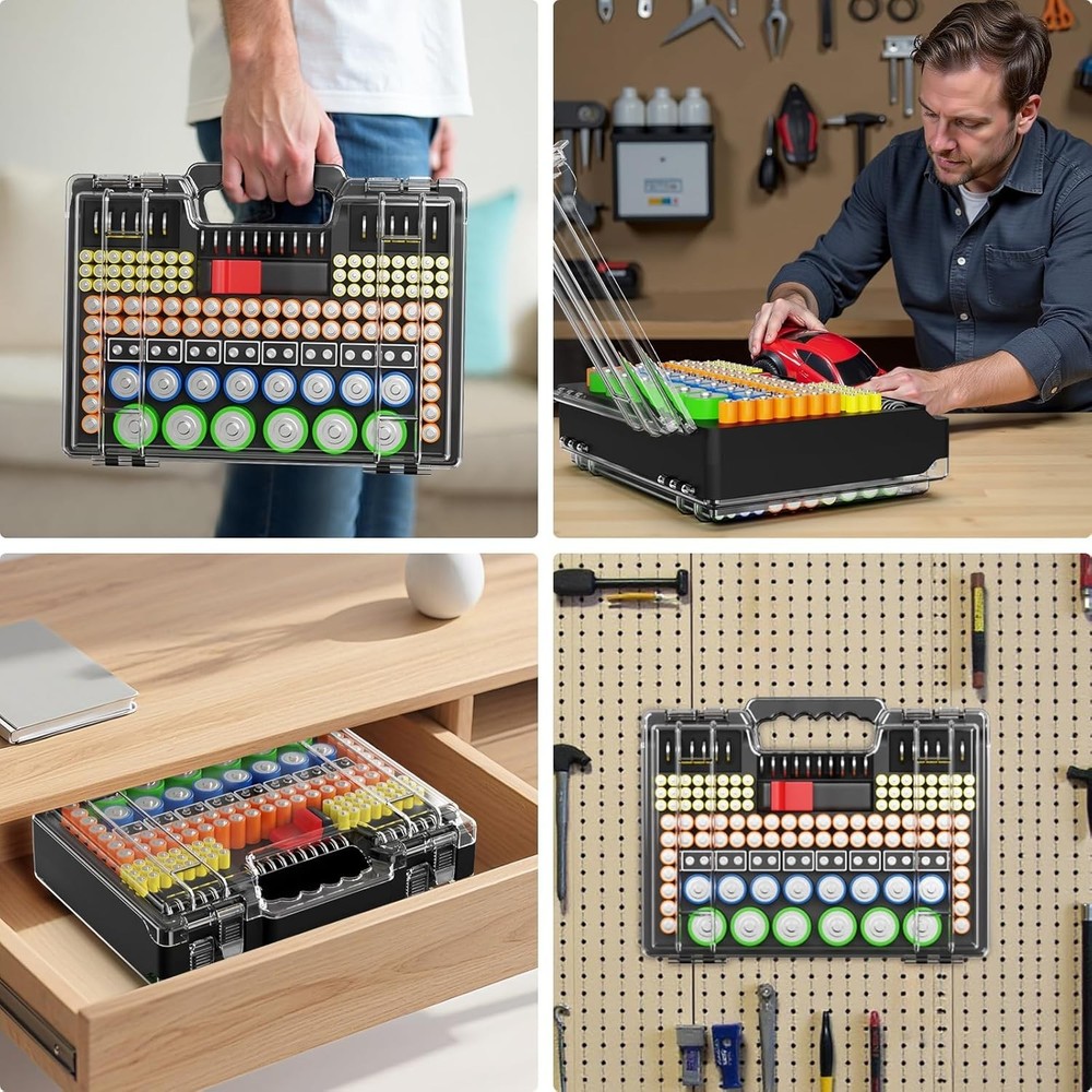 Versatile Battery Storage Organizer - Holds Multiple Sizes and Includes Tester