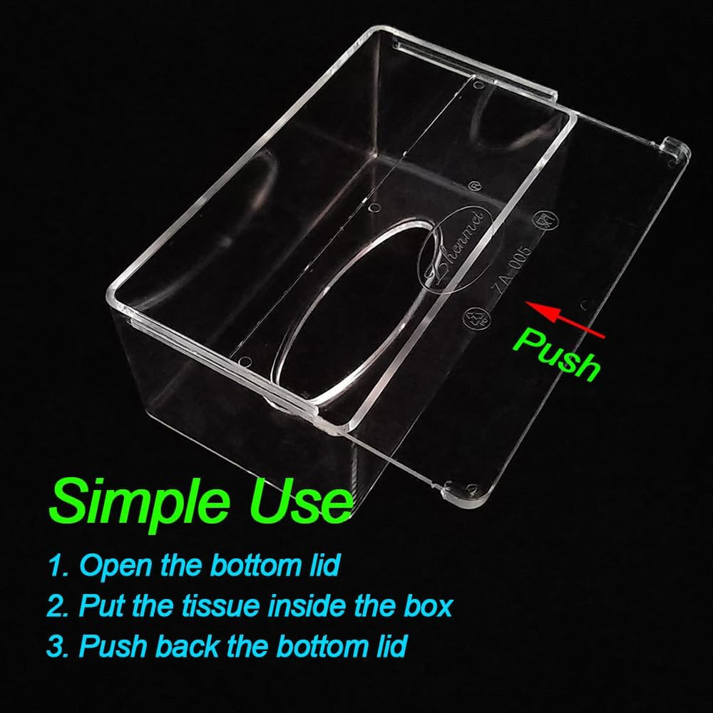 Clear Acrylic Tissue Box Holder Rectangular Bathroom & Kitchen Organizer