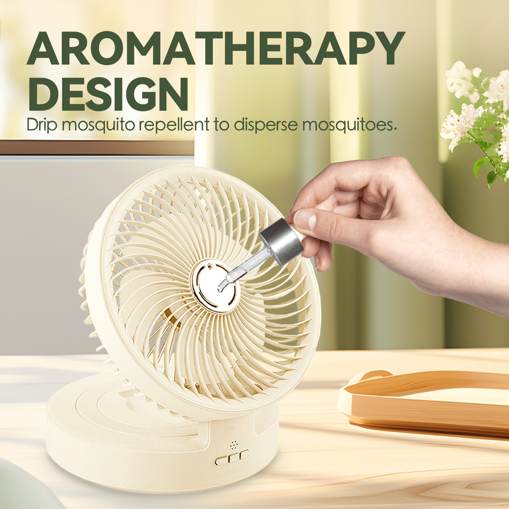 USB Rechargeable Cordless Fan with Remote Auto Oscillation Aroma Diffuser Night