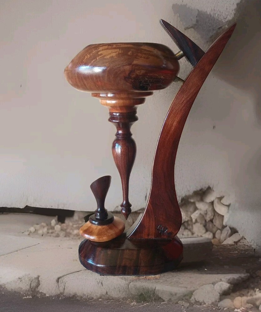 BLACK WALNUT LIDDED VASE HANDMADE