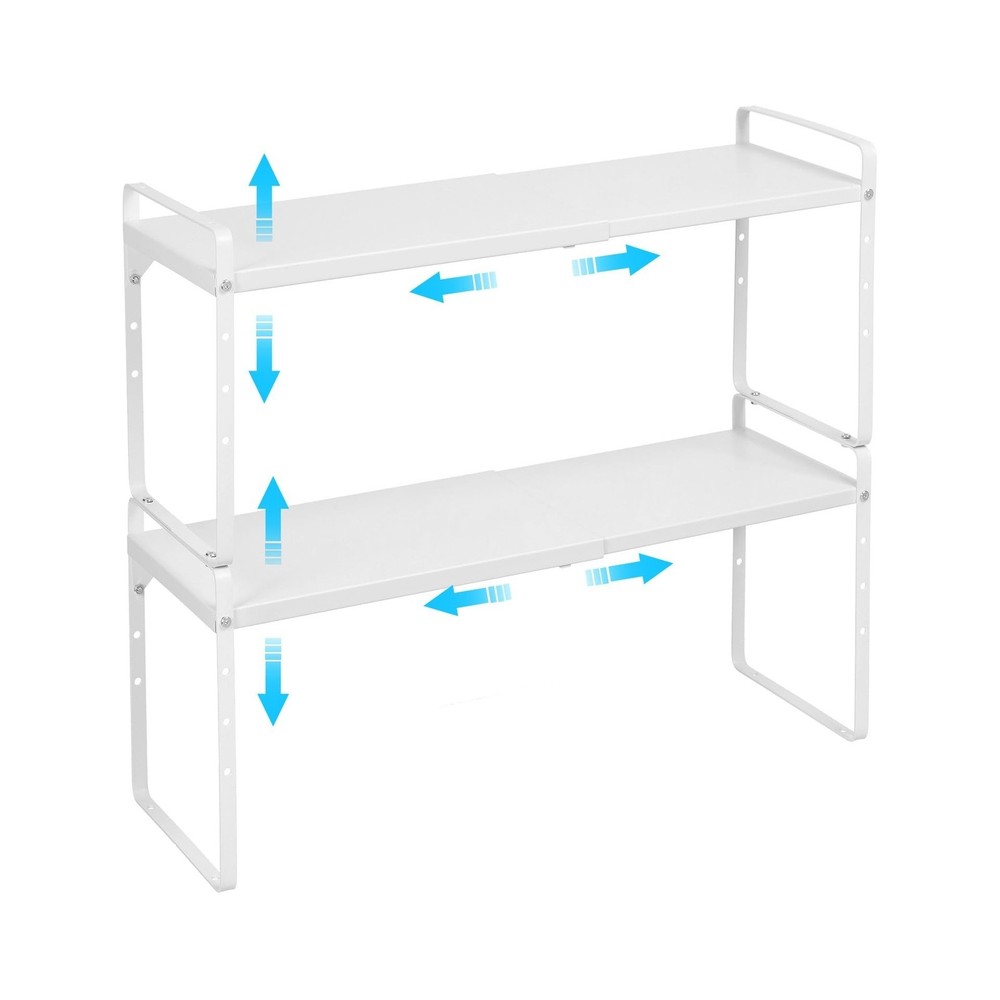 Set of 2 Expandable Cabinet Shelf Organizer, Stackable Kitchen Countertop She...
