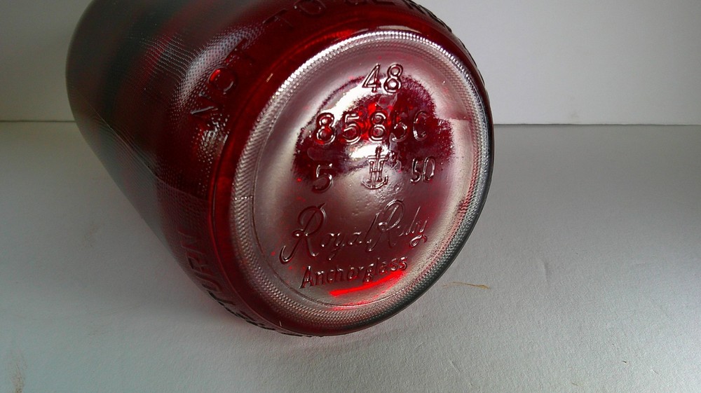 Vintage Anchorglass Royal Ruby 1950 Quart Schlitz Beer Bottle