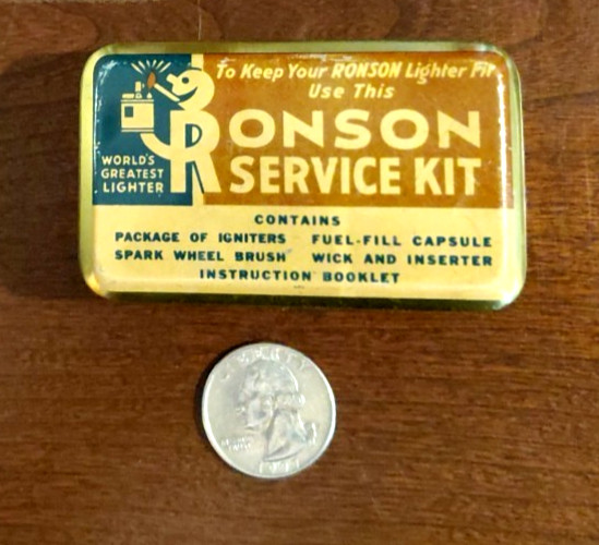 Empty Ronson Lighter Service Kit Tin Box Vintage Primitive 3"