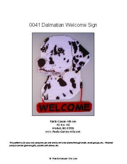 Dalmatian Dog Welcome Sign- Plastic Canvas Pattern or Kit