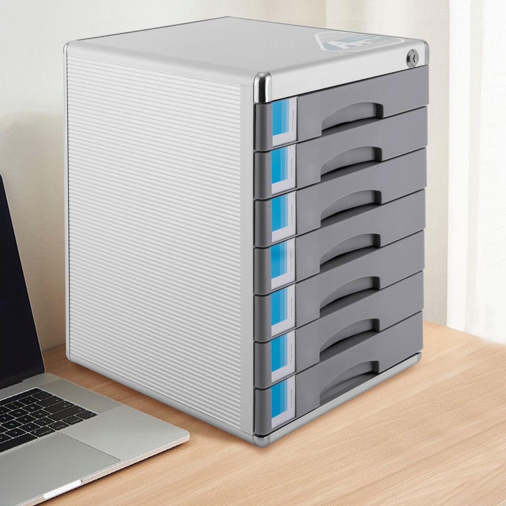 Rectangular Document Storage Box 7 Compartments Drawer Desktop File Organizer