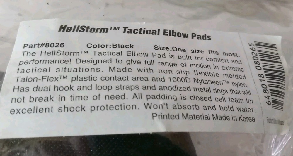 BlackHawk Hellstorm Tactical Elbow Pad Black 8026 BK Authentic