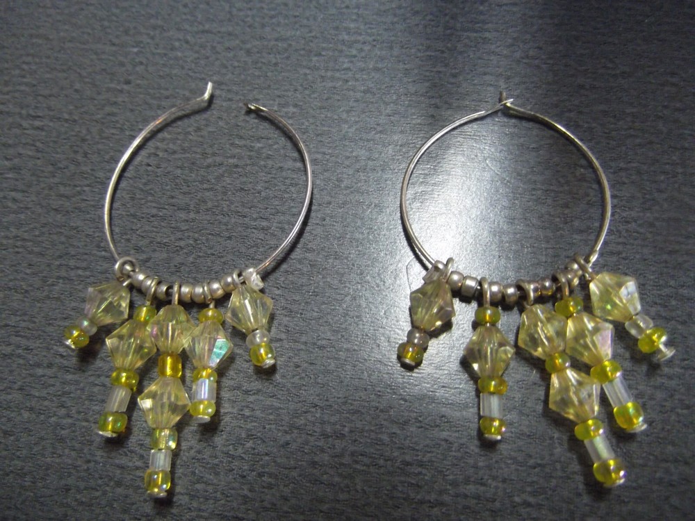 1 Pair Old 1"in Yellow Acrylic Loop Danglers