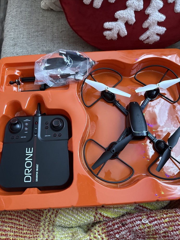 Sharper Image Video Streaming Drone 2.4 GHz LED Lights Auto Pilot 250 Ft Range