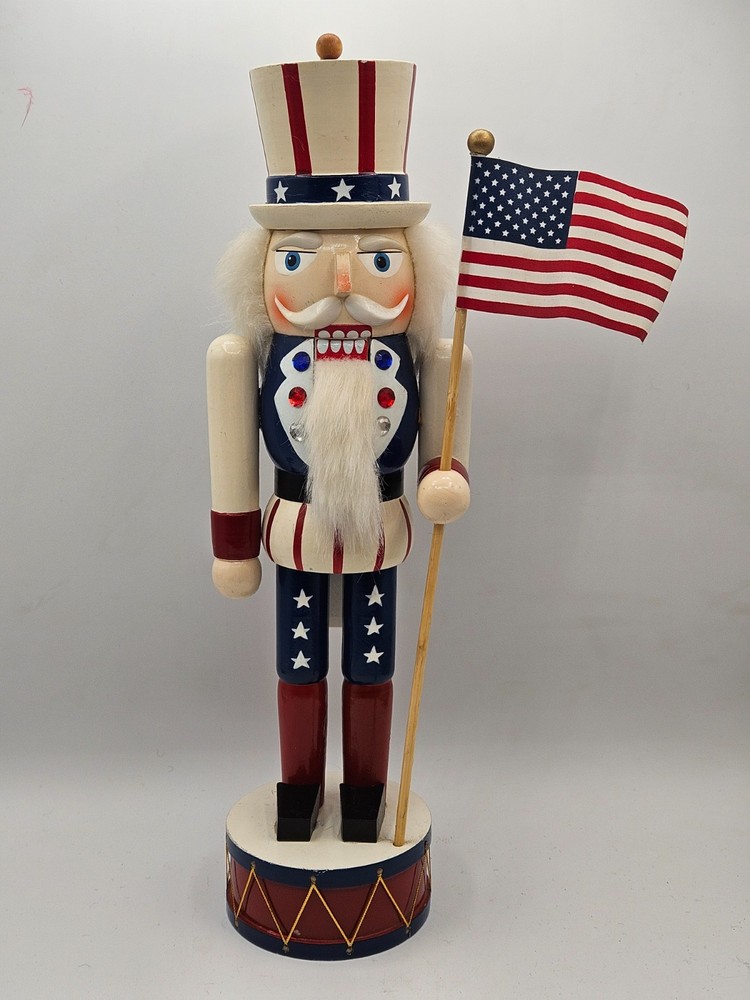 Vintage Decorative Nutcracker Red White & Blue Uncle Sam Patriotic Nutcracker