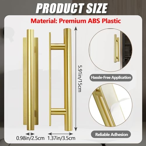 10 PCS Self-Stick Push Pull Helper ABS Plastic Handle, Wardrobe Handles Gold
