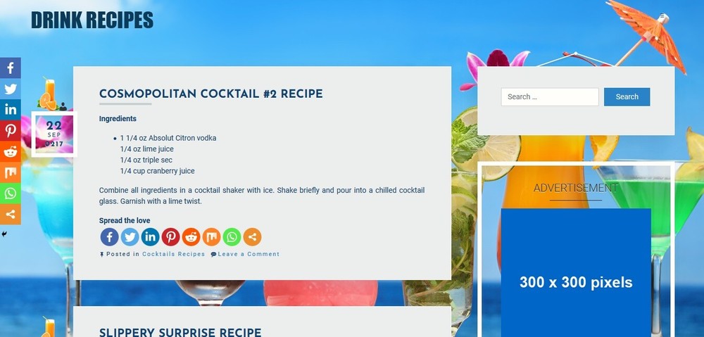 Drink Recipe Wordpress Website with 7000 Recipes