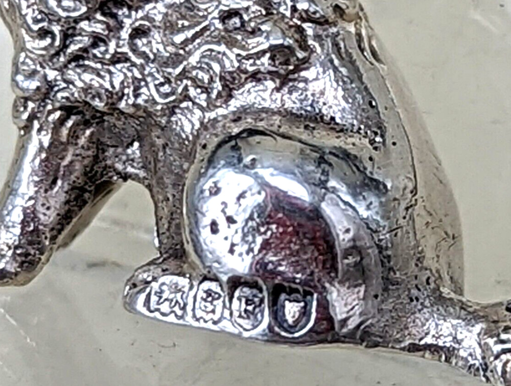 1902 Solid silver miniature poodle dog figure