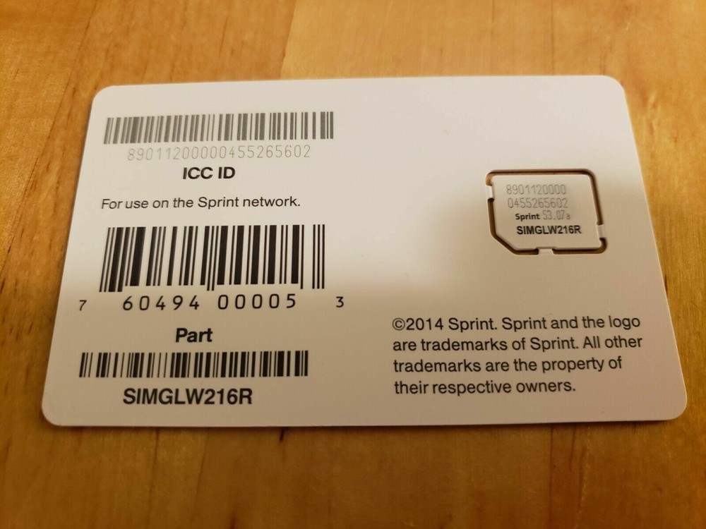 Sprint Mobile SIMGLW216R Micro SIM Card